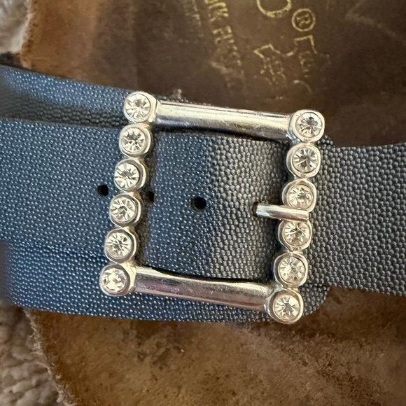 Birkenstock Papillio Black Rhinestone Double Strap Slide Sandals Size 39/8 - Picture 4 of 9